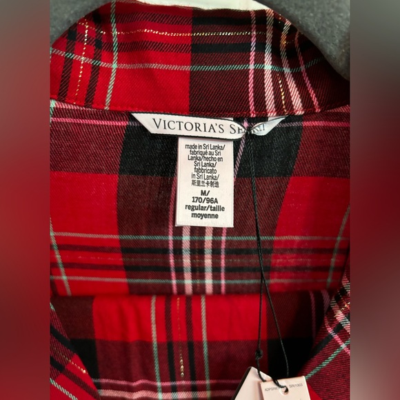 NWT Victoria’s Secret Cotton Printed Flannel Long PJ Set in Size Medium - Picture 4 of 14
